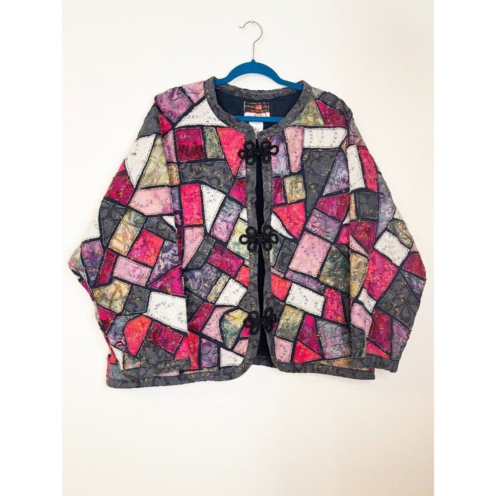 Handmade Patchwork Quilted Jacket Coat Boho Artwear Whimsigoth Oversized 2XL